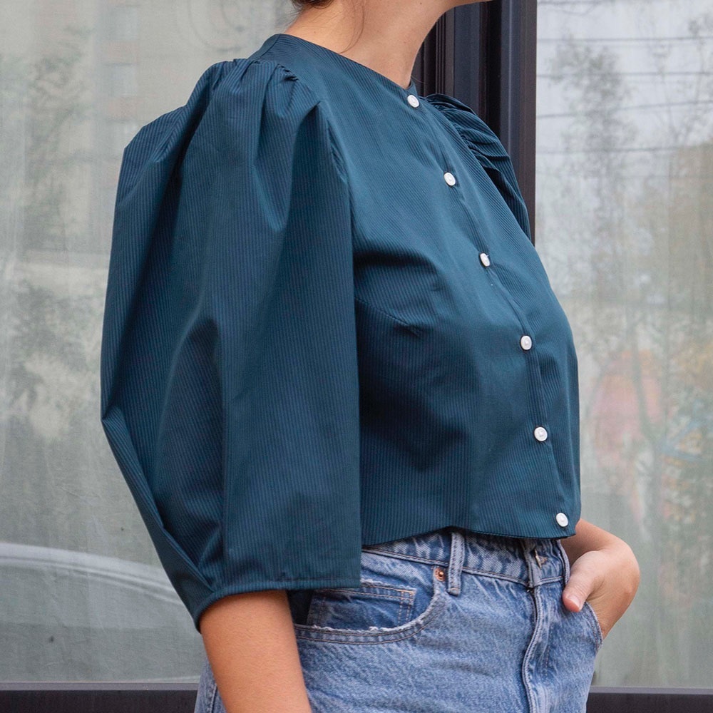 Hackwith Design House - Puff Sleeve Cropped Top - L
